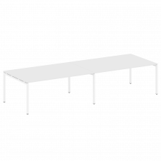 Metal System Quattro Переговорный стол (2 столешницы) на П-образном м/к 40БП.ПРГ-2.5 Белый/Металл Бе