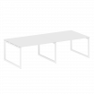 Metal System Quattro Переговорный стол (2 столешницы) на О-образном м/к 50БО.ПРГ-2.3 Белый/Металл Бе