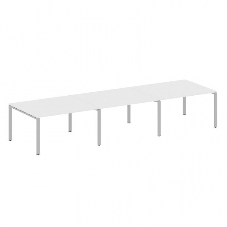 Metal System Переговорный стол (3 столешницы) на П-оразном м/к БП.ПРГ-3.3 Белый/Металл Серый 4200*12