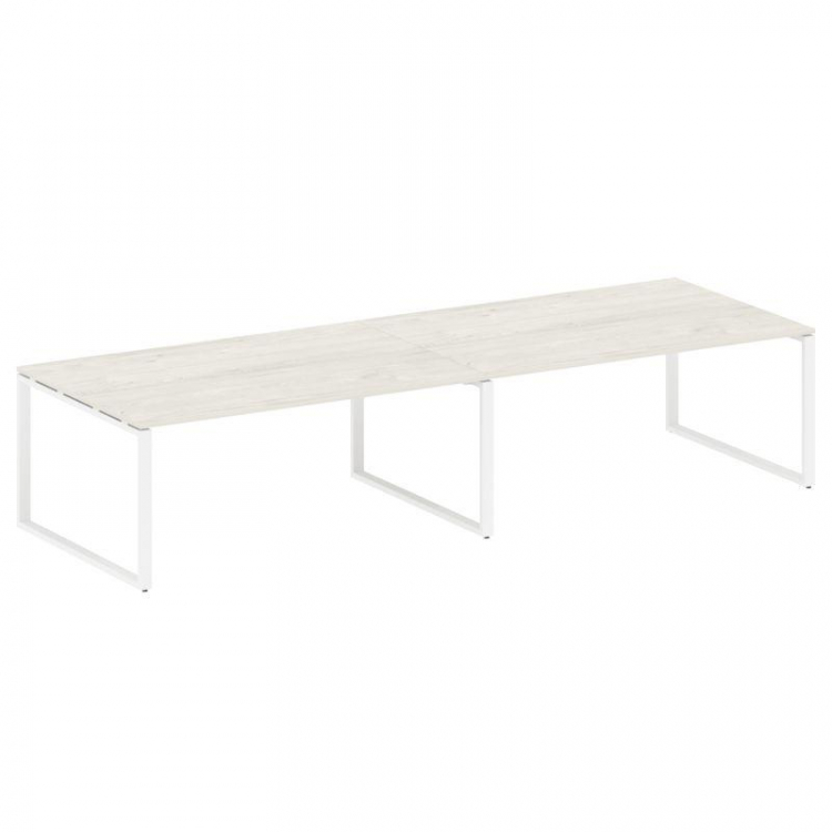 Metal System Переговорный стол (2 столешницы) на О-образном м/к БО.ПРГ-2.5 Дуб Наварра/Металл Белый