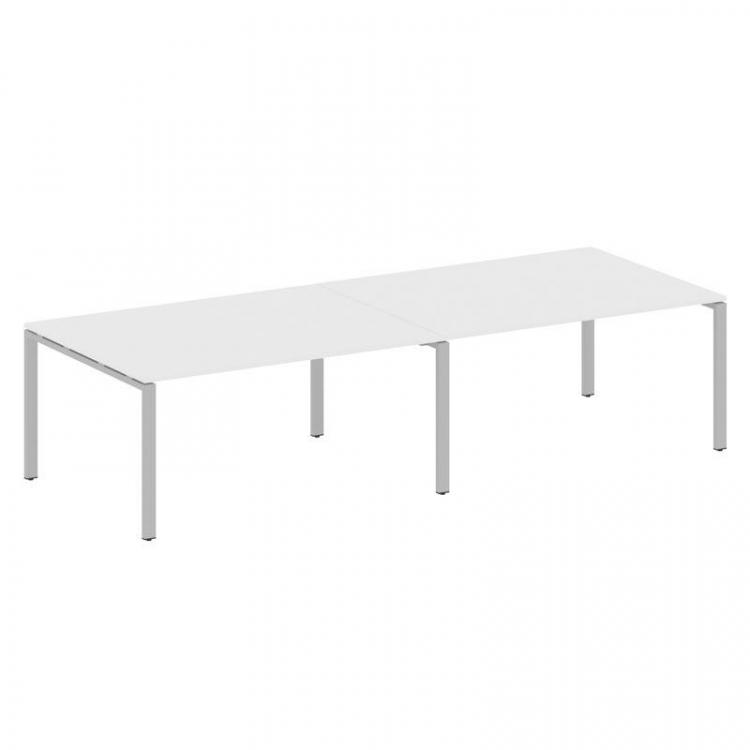 Metal System Переговорный стол (2 столешницы) на П-образном м/к БП.ПРГ-2.4 Белый/Металл Серый 3200*1