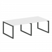 Metal System Quattro Переговорный стол (2 столешницы) на О-образном м/к 50БО.ПРГ-2.2 Белый/Металл Ан