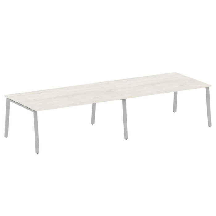 Метал Систем Переговорный стол (2 столешницы) на А-образном м/к БА.ПРГ-2.5 Дуб Наварра/Металл Серый