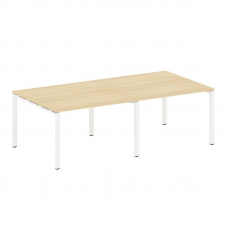 Metal System Переговорный стол (2 столешницы) на П-образном м/к БП.ПРГ-2.2 Акация Лорка/Металл Белый