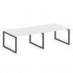 Metal System Quattro Переговорный стол (2 столешницы) на О-образном м/к 50БО.ПРГ-2.3 Белый/Металл Ан