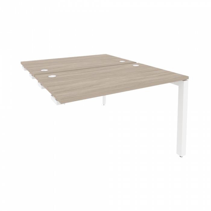 Оникс Стол-приставка двойной на П-образном м/к к опорным элем. O.MP-D.SPR-2.7 Дуб Аттик/Металл Белый