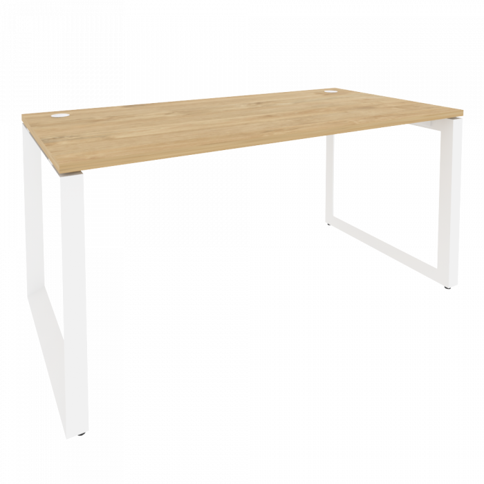 Onix Стол рабочий на О-образном м/к O.MO-SP-4.8 Тиквуд Светлый/Металл Белый 1580*800*750