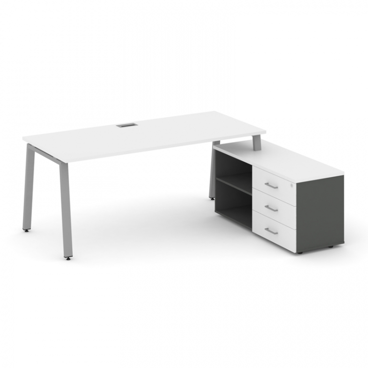 Style Project Direct Стол письменный с греденцией правой SN-6A.SRG-016.M(R) Белый/Антрацит/Белый/Мет
