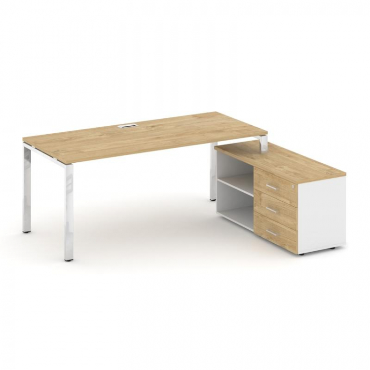 Style Project Direct Lux Стол письменный с греденцией правой M-SN-6P.SRG-026.M(R) Тиквуд Светлый/Бел