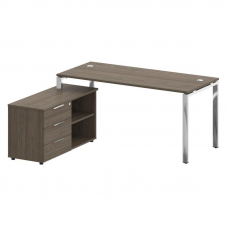 Metal System Direct Стол руковод. с тумбой БГ.СРТ-4.7 (L) Вяз Благородный/Нержавеющая Сталь 1700*152
