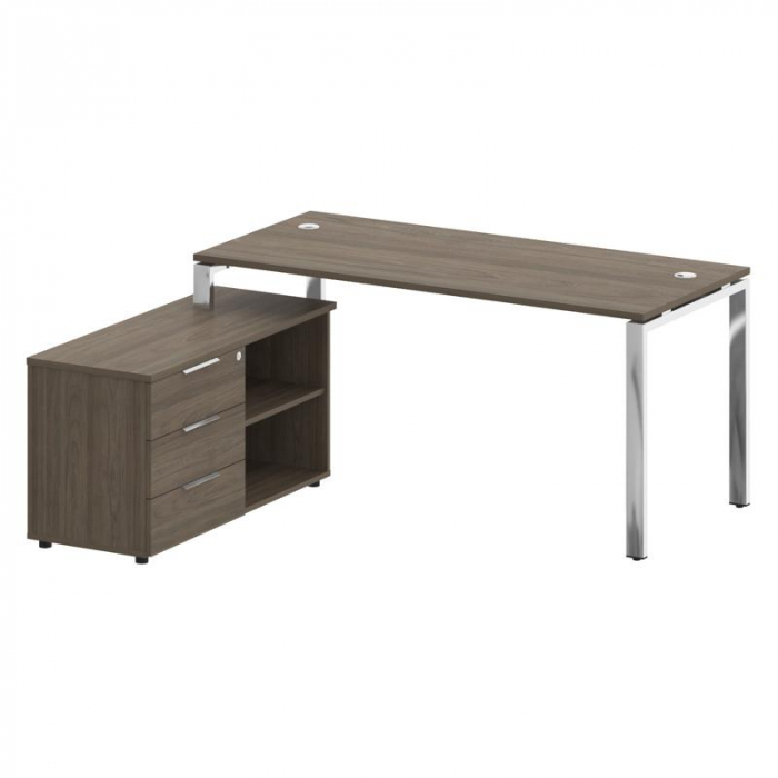 Metal System Direct Стол руковод. с тумбой БГ.СРТ-4.7 (L) Вяз Благородный/Нержавеющая Сталь 1700*152