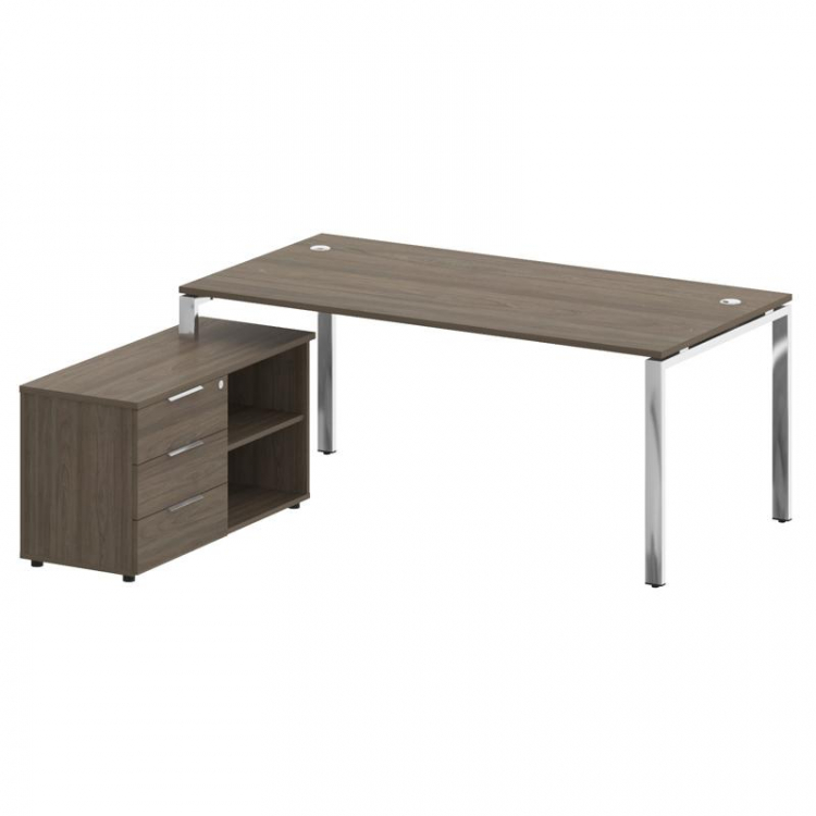Metal System Direct Стол руковод. с тумбой БГ.СРТ-5.9 (L) Вяз Благородный/Нержавеющая Сталь 1900*172