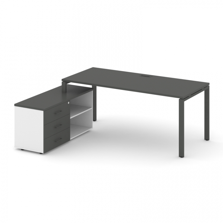 Style Project Direct Стол письменный с греденцией левой SN-6P.SRG-016.M(L) Антрацит/Белый/Антрацит/М