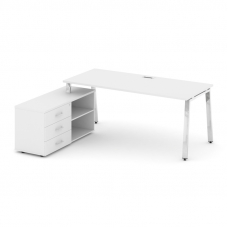 Style Project Direct Lux Стол письменный с греденцией левой M-SN-6A.SRG-013.M(L) Белый/Нержавеющая С