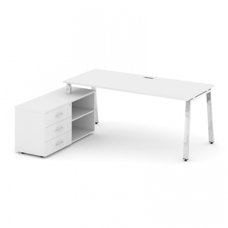 Style Project Direct Lux Стол письменный с греденцией левой M-SN-6A.SRG-013.M(L) Белый/Нержавеющая С