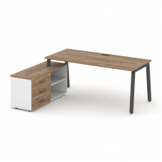 Style Project Direct Стол письменный с греденцией левой SN-6A.SRG-015.M(L) Дуб Табак/Белый/Дуб Табак