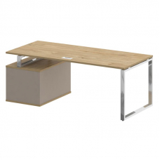 Shift Стол руководителя с опорной тумбой, правый SK.SRT-200 (R) Тиквуд Светлый/Капучино 2000*904*753