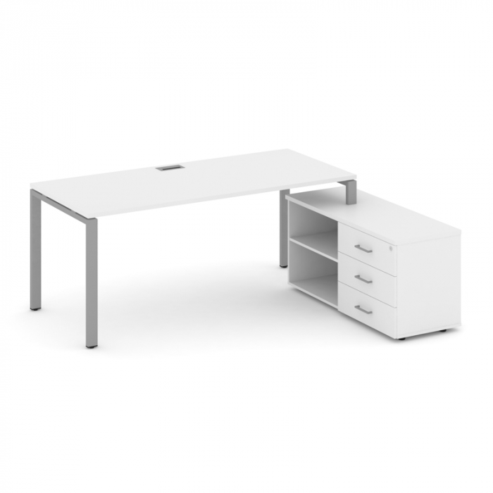 Style Project Direct Стол письменный с греденцией правой SN-6P.SRG-023.M(R) Белый/Металл Серый/Заглу