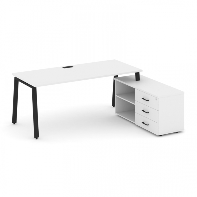 Style Project Direct Стол письменный с греденцией правой SN-6A.SRG-024.M(R) Белый/Металл Черный/Загл