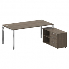Metal System Direct Стол руковод. с тумбой БГ.СРТ-5.9 (R) Вяз Благородный/Нержавеющая Сталь 1900*172
