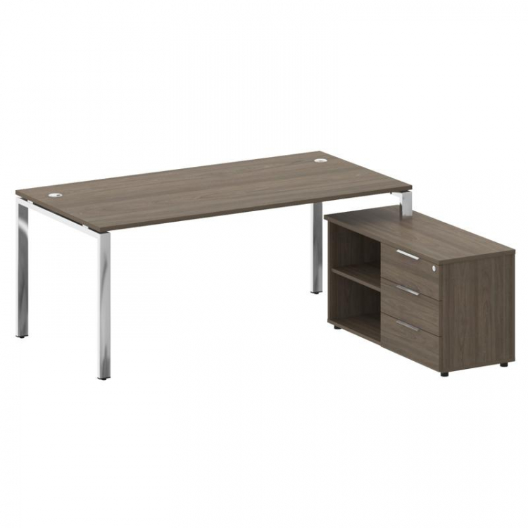 Metal System Direct Стол руковод. с тумбой БГ.СРТ-5.9 (R) Вяз Благородный/Нержавеющая Сталь 1900*172