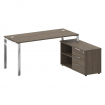 Metal System Direct Стол руковод. с тумбой БГ.СРТ-4.7 (R) Вяз Благородный/Нержавеющая Сталь 1700*152