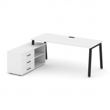 Style Project Direct Стол письменный с греденцией левой SN-6A.SRG-025.M(L) Белый/Металл Черный/Заглу
