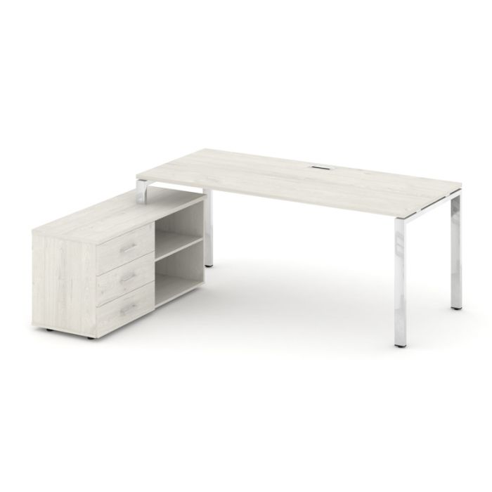 Style Project Direct Lux Стол письменный с греденцией левой M-SN-6P.SRG-015.M(L) Дуб Наварра/Нержаве