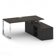 Шифт Стол руководителя с опорной греденцией, правый SK.SRG-180 (R) Дуб Мали/Антрацит NEW 1800*1800*7