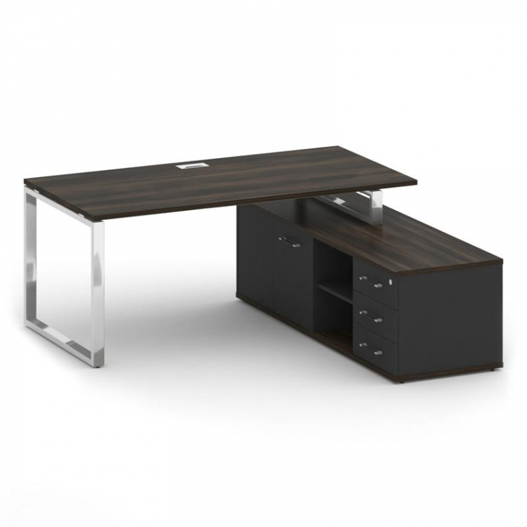 Шифт Стол руководителя с опорной греденцией, правый SK.SRG-180 (R) Дуб Мали/Антрацит NEW 1800*1800*7