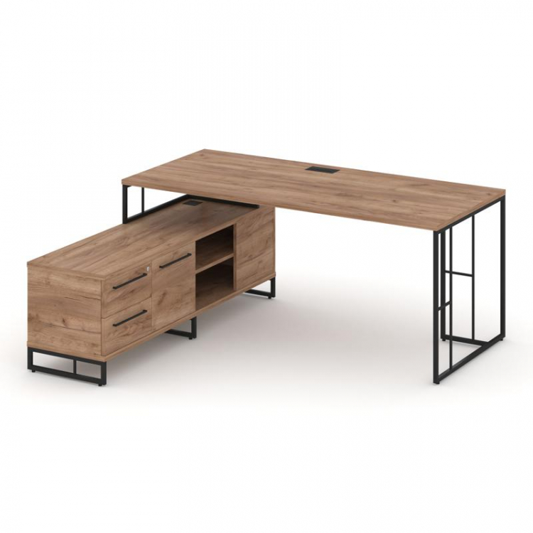 Rift Direct Стол руководителя на опорной тумбой RF.SRT-25 (L) Дуб Табак/Металл Черный/Черный Ручки 1