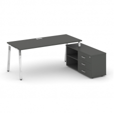 Style Project Direct Lux Стол письменный с греденцией правой M-SN-6A.SRG-023.M(R) Антрацит/Нержавеющ