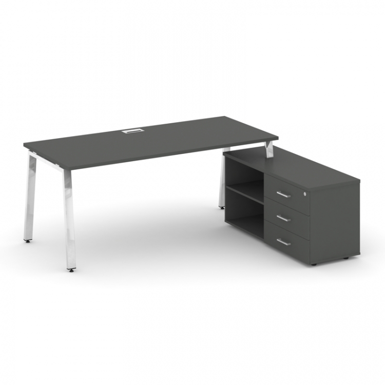 Style Project Direct Lux Стол письменный с греденцией правой M-SN-6A.SRG-023.M(R) Антрацит/Нержавеющ