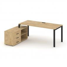 Style Project Direct Стол письменный с греденцией левой SN-6P.SRG-023.M(L) Тиквуд Светлый/Металл Чер