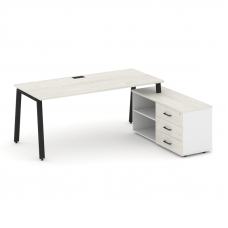 Style Project Direct Стол письменный с греденцией правой SN-6A.SRG-015.M(R) Дуб Наварра/Белый/Дуб На