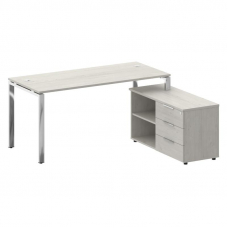 Metal System Direct Стол руковод. с тумбой БГ.СРТ-4.7 (R) Дуб Наварра/Нержавеющая Сталь 1700*1520*75