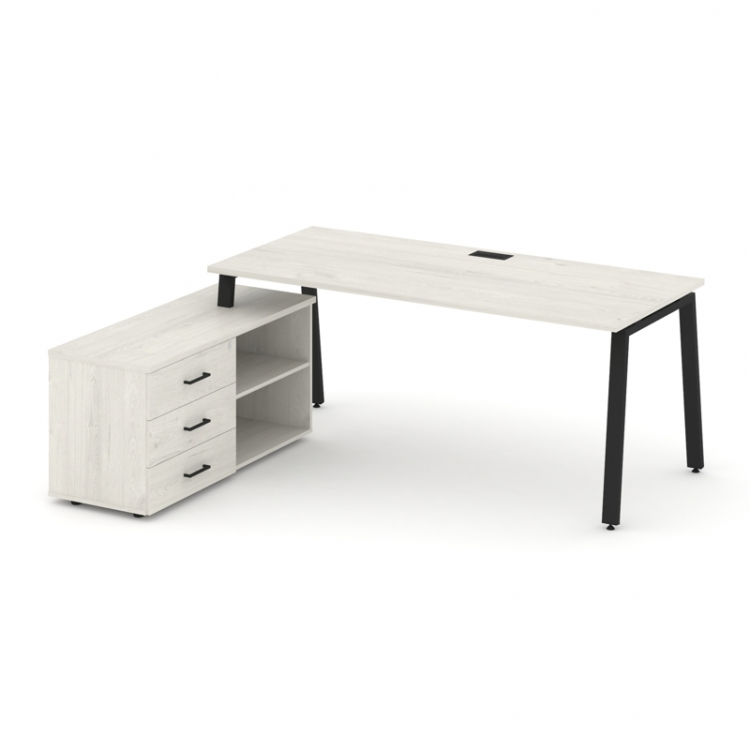 Style Project Direct Стол письменный с греденцией левой SN-6A.SRG-013.M(L) Дуб Наварра/Металл Черный