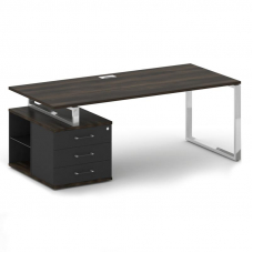 Шифт Стол руководителя с опорной тумбой, левый SK.SRT-200 (L) Дуб Мали/Антрацит NEW 2000*904*753