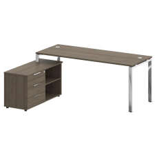 Metal System Direct Стол руковод. с тумбой БГ.СРТ-5.7 (L) Вяз Благородный/Нержавеющая Сталь 1900*152