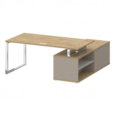 Shift Стол руководителя с опорной греденцией, левый SK.SRG-180 (L) Тиквуд Светлый/Капучино 1800*1800