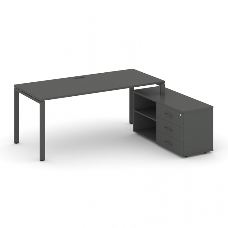 Style Project Direct Стол письменный с греденцией правой SN-6P.SRG-016.M(R) Антрацит/Металл Антрацит