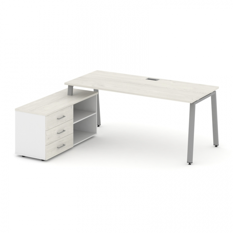 Style Project Direct Стол письменный с греденцией левой SN-6A.SRG-023.M(L) Дуб Наварра/Белый/Дуб Нав