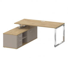 Shift Стол руководителя с опорной греденцией, левый SK.SRG-180 (L) Тиквуд Светлый/Капучино 1800*1800