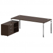 Metal System Direct Стол руковод. с тумбой БГ.СРТ-6.9 (L) Венге Цаво/Нержавеющая Сталь 2100*1720*750