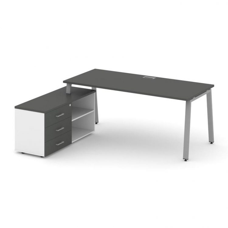 Стайл Проджект Директ Стол письменный с греденцией левой SN-6A.SRG-025.M(L) Антрацит NEW/Белый/Антра