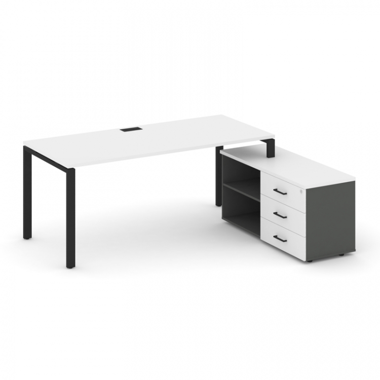 Style Project Direct Стол письменный с греденцией правой SN-6P.SRG-014.M(R) Белый/Антрацит/Белый/Мет