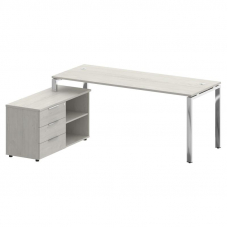 Metal System Direct Стол руковод. с тумбой БГ.СРТ-5.7 (L) Дуб Наварра/Нержавеющая Сталь 1900*1520*75