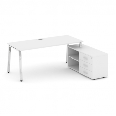 Style Project Direct Lux Стол письменный с греденцией правой M-SN-6A.SRG-024.M(R) Белый/Нержавеющая