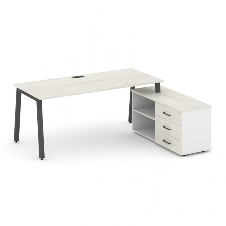 Style Project Direct Стол письменный с греденцией правой SN-6A.SRG-014.M(R) Дуб Наварра/Белый/Дуб На