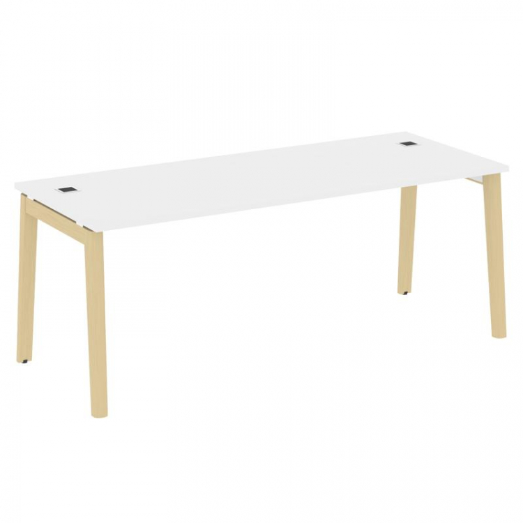 Onix Wood Direct Стол руководителя OW.SRR-6.8 Белый Бриллиант/Дуб Светлый/Металл Белый 1980*800*750